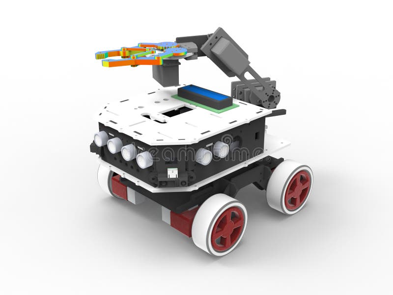3D rendering - robotic gripper mounted on wheels vector illustration