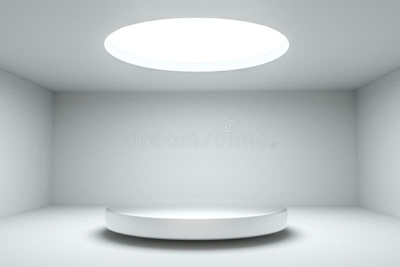 3d rendering, the round platform in the empty room vector illustration