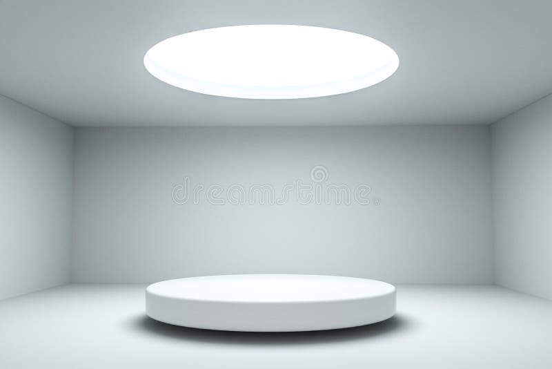 3d rendering, the round platform in the empty room vector illustration