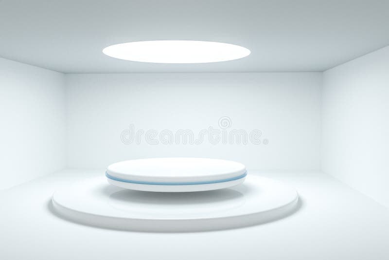 3d rendering, the round platform in the empty room vector illustration