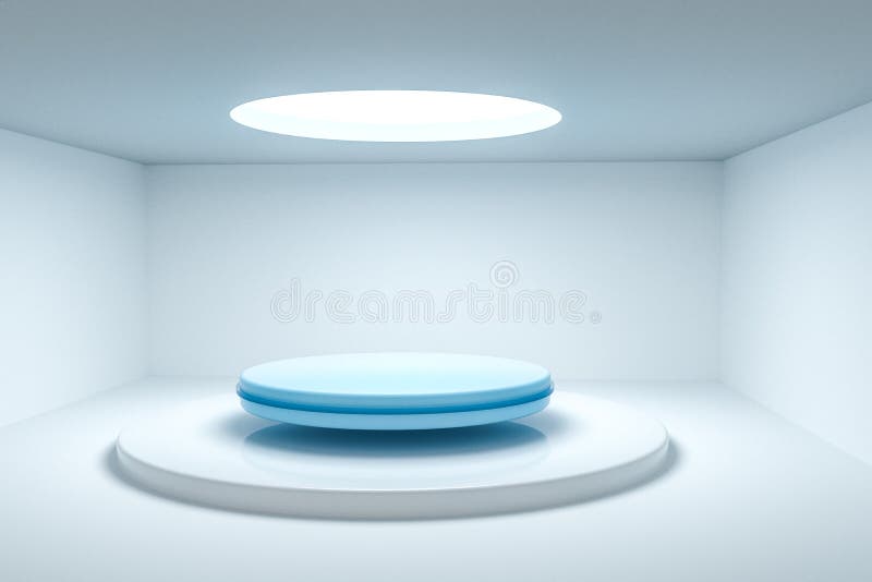 3d rendering, the round platform in the empty room royalty free illustration