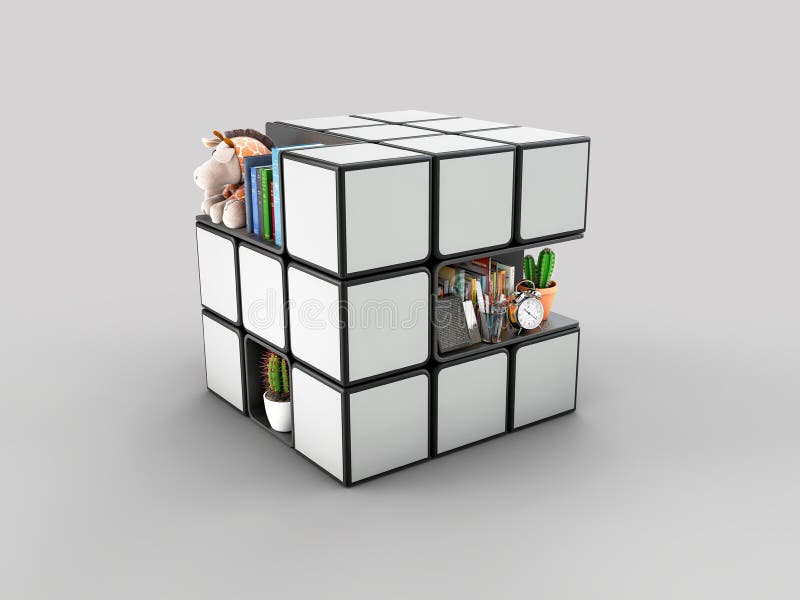 3d Rendering of Rubik`s Cube in the Form of a House with Key, Ideas for