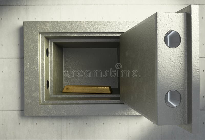 Safety Box with Gold Bar Inside Stock Illustration Illustration of