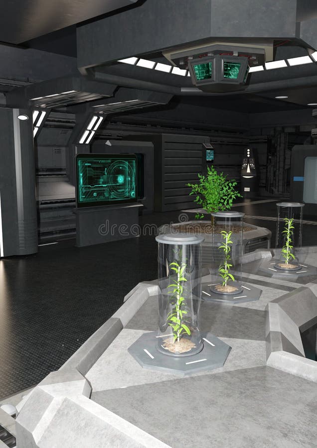 3D Rendering Botanical Space Laboratory stock illustration