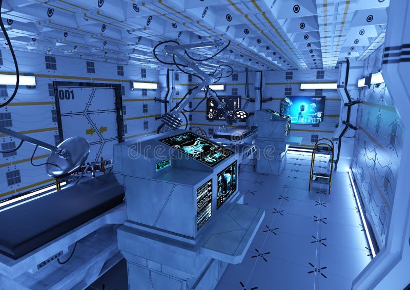 3D Rendering Science Fiction Laboratory vector illustration