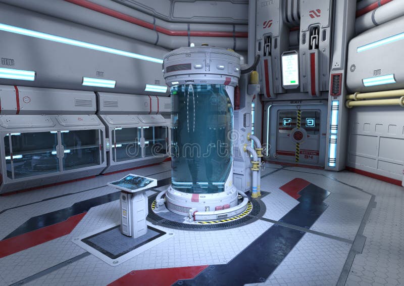 3D Rendering Science Fiction Laboratory vector illustration