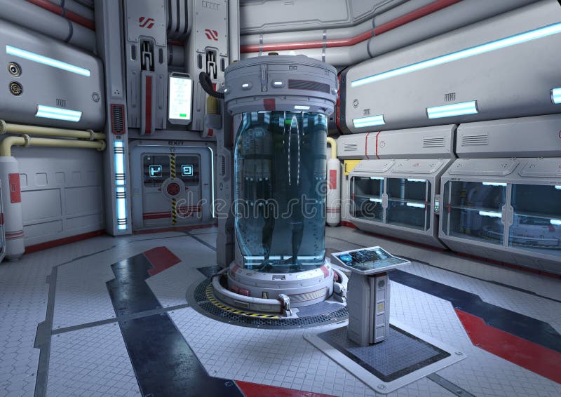 3D Rendering Science Fiction Laboratory vector illustration