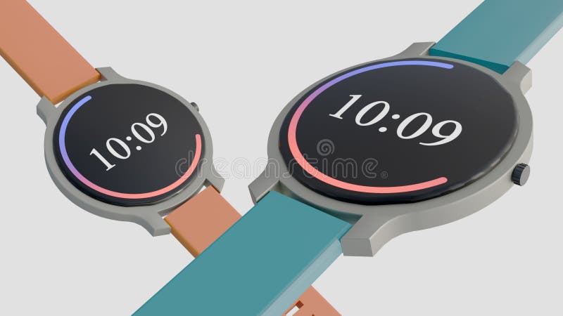 A 3d rendering of series of smartwatches or wearable devices vector illustration