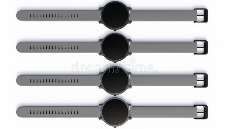 A 3d rendering of series of smartwatches or wearable devices vector illustration