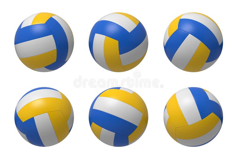 3d Rendering of Several Colorful Volleyball Balls Hanging on a White ...