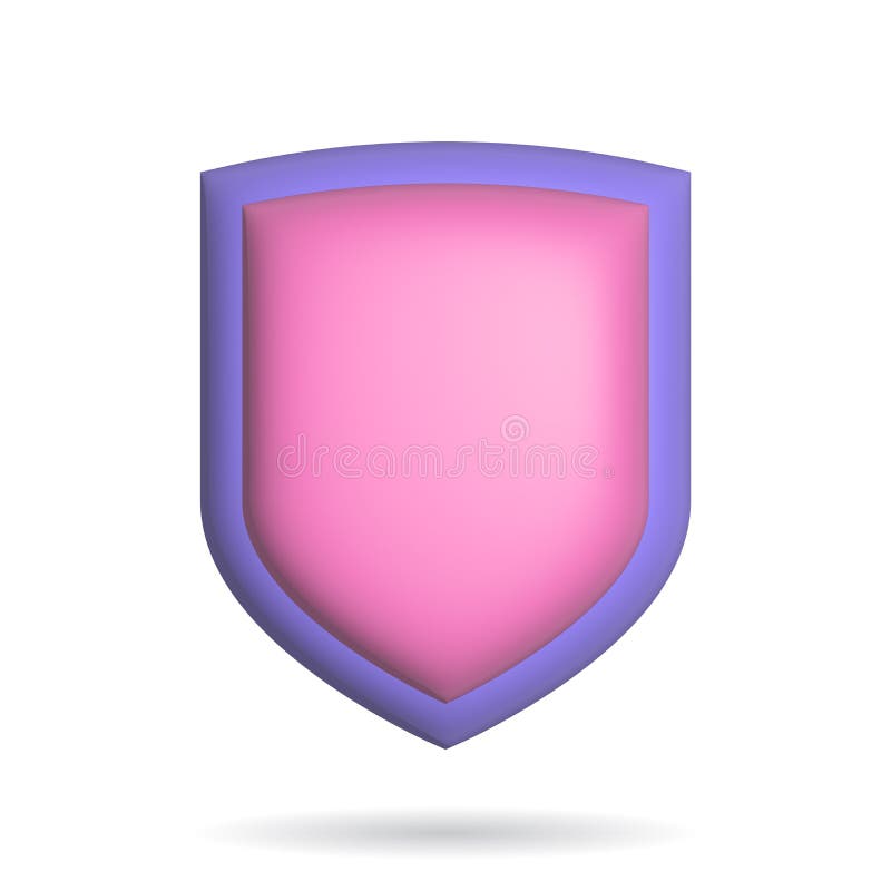 3d Rendering Shield Icon. Illustration with Shadow Isolated on White