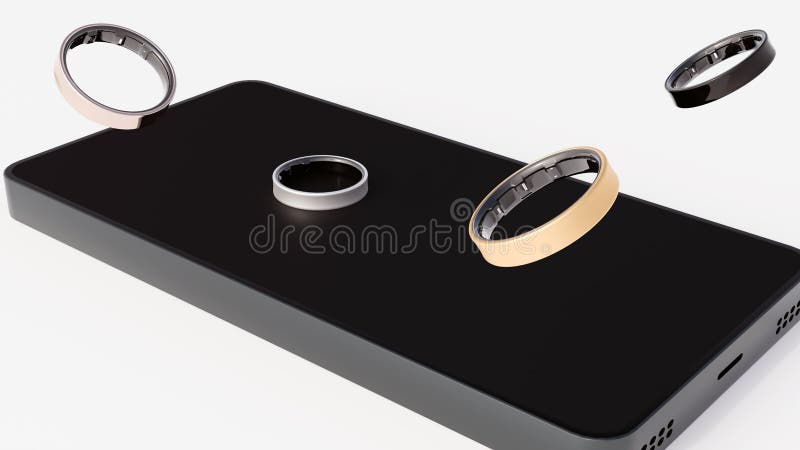 3d rendering of smart rings and a smartphone. vector illustration