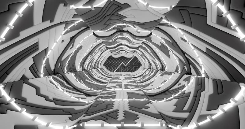 3d rendering. Spaceship or laboratory corridor in bright light. High tech. Futuristic design. vector illustration