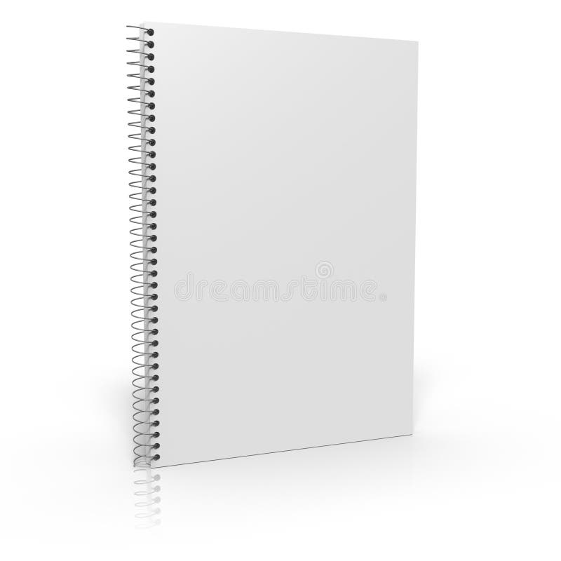 Flat lay of open blank empty spiral sketchbook notebook textbook