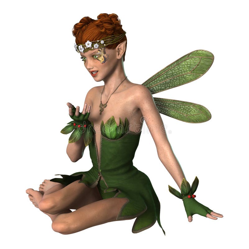 3D Rendering Spring Fairy on White vector illustration