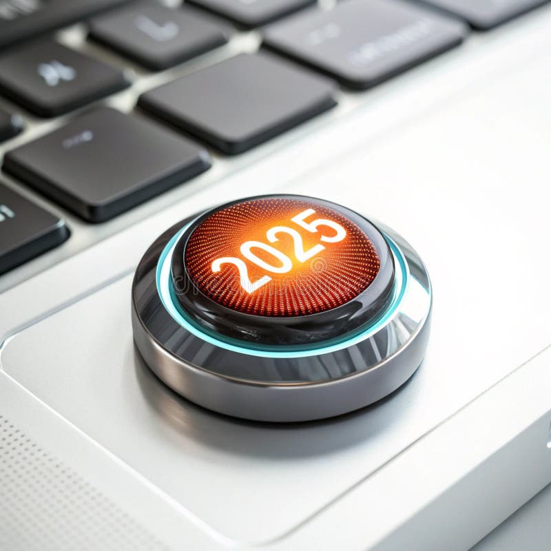 3D Rendering of 2025 Start Button Concept for New Year vector illustration