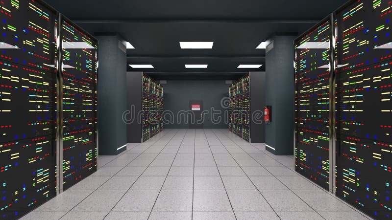D rendering of the supercomputing room d rendering of the supercomputing room stockillustrasjon