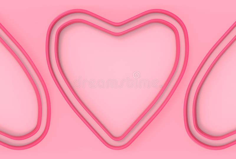3d rendering. sweet pink heart shape frame wall background. vector illustration