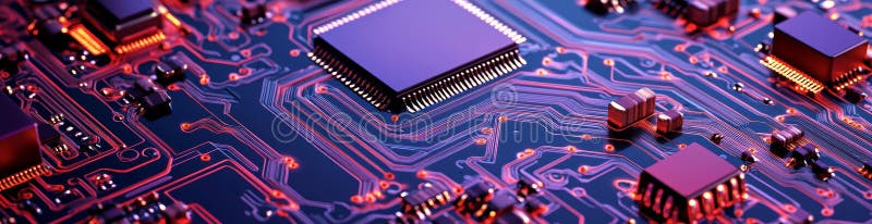 3D rendering of technology background/abstract technology background made of different elements printed circuit boards stock illustration