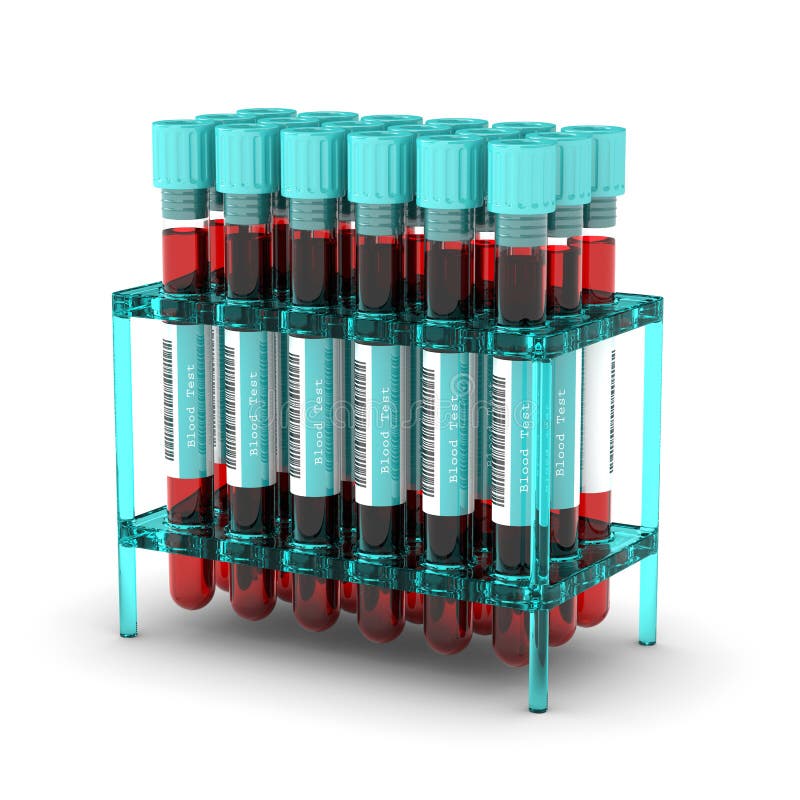 3D Rendering of Test Tube Blood Sample Stock Illustration