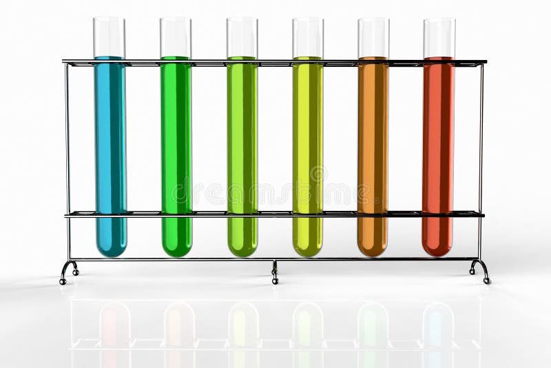 Test Tubes Filled with Liquids of Different Colors Stock Illustration
