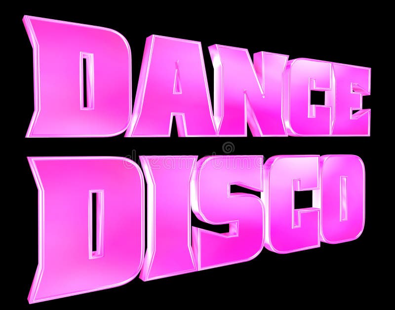 3D rendering. Text disco music on black background vector illustration