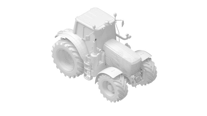 3D rendering of a tractor computer model machinery agriculture tool isolated on white background high quality high