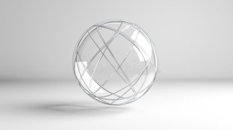 A 3D rendering of a transparent sphere with a complex wireframe structure. vector illustration