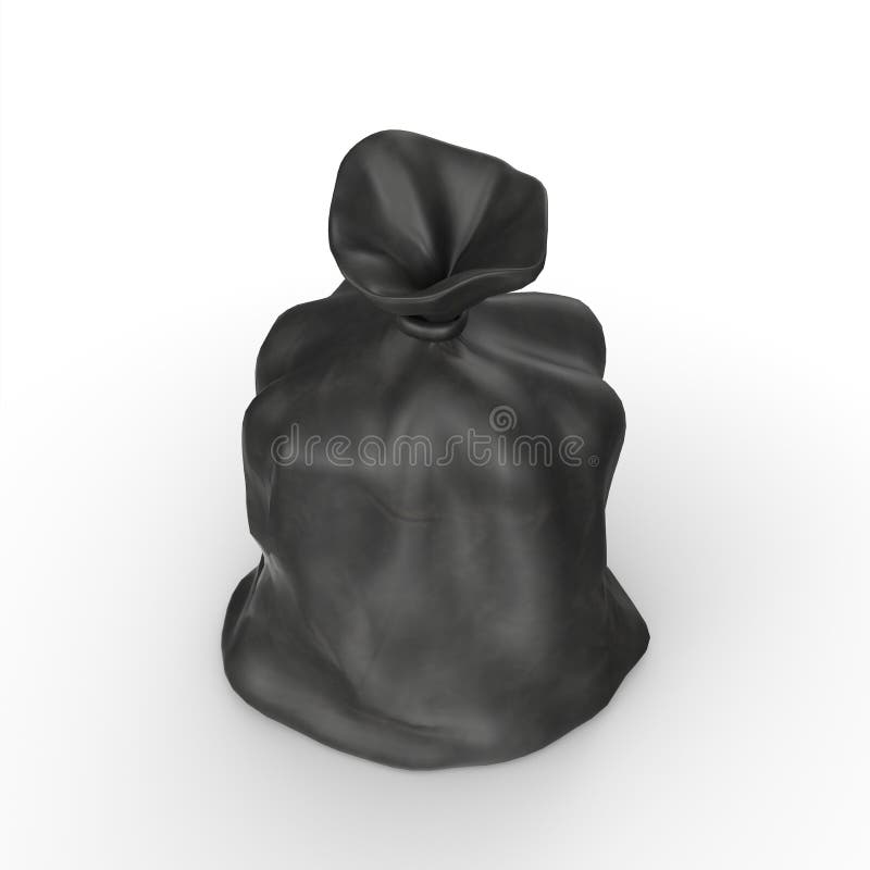 3D Rendering Of Trash Bag Model vector illustration