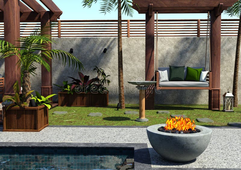 3D Rendering Tropical Outdoor Environment royalty free illustration