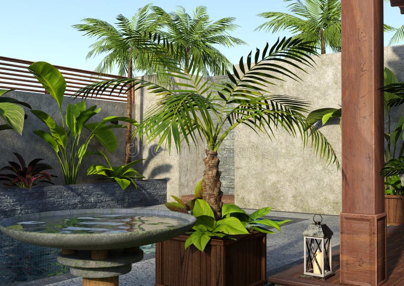 3D Rendering Tropical Outdoor Environment royalty free illustration