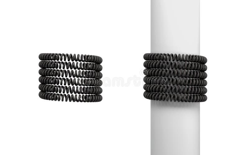 3d rendering of two sets of black curled sets of phone cables carefully wrapped around empty space and a post. stock illustration 3d rendering of two sets of black curled sets of phone cables carefully wrapped around empty space and a post. stock illustration