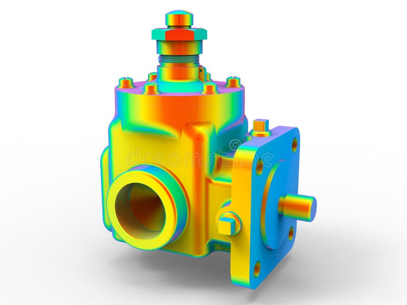 3D rendering - Valve finite element analysis vector illustration