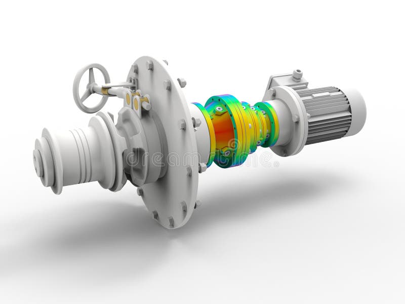 3D rendering - valve flange finite element assembly stock illustration