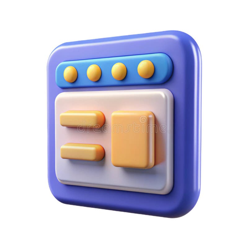 3D Rendering of Web UI Icon Representing Digital Interface and Modern Online Navigation Elements stock photography