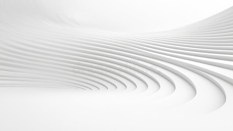 A 3D rendering of a white, abstract structure with curved lines. stock image