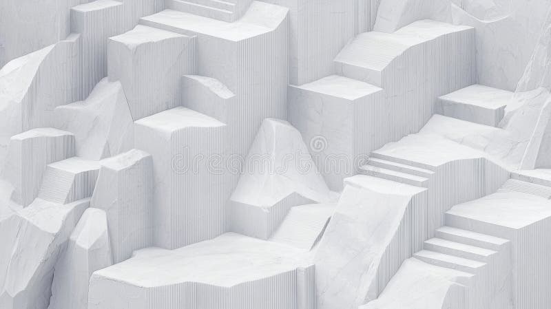 A 3D rendering of a white stone wall with a complex, irregular pattern. vector illustration