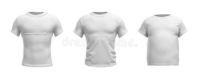 3d rendering of a white T-shirt in realistic slim, muscular and fat shape in front view on white background. vector illustration 3d rendering of a white T-shirt in realistic slim, muscular and fat shape in front view on white background. vector illustration