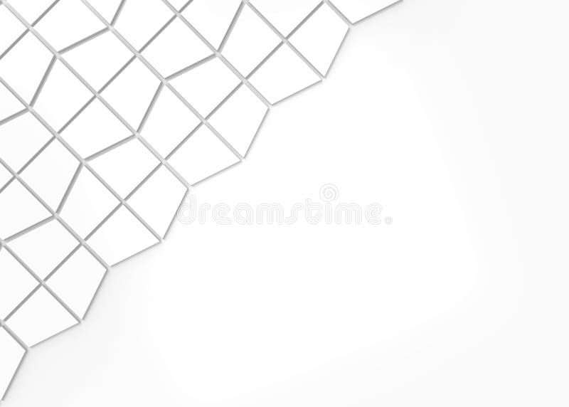 3d rendering. White trapezoid shape pattern tiles on copy space background vector illustration
