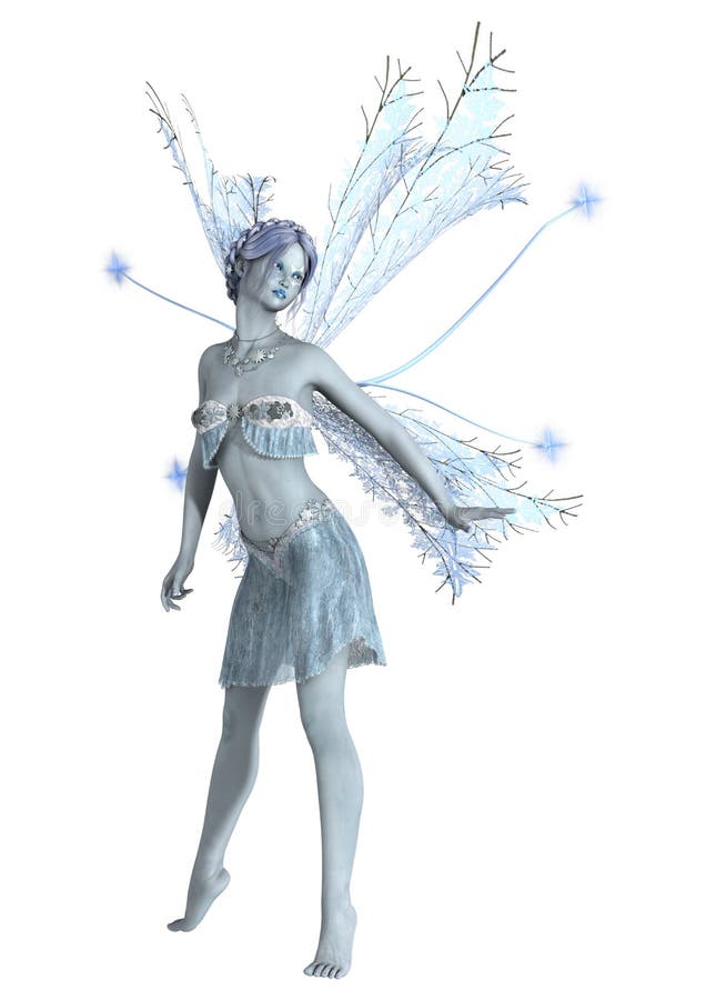 3D Rendering Winter Fairy on White stock photography