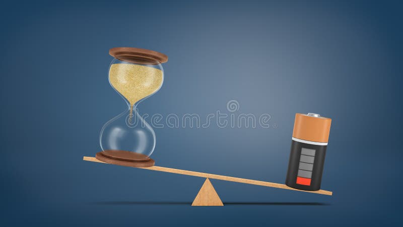 Diagram 3d Rendering Of A Wooden Seesaw With A Depleted Battery