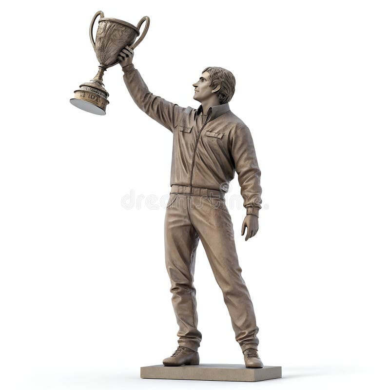 3D-Rendering-Zeichen männlich mit Trophäe stock abbildung