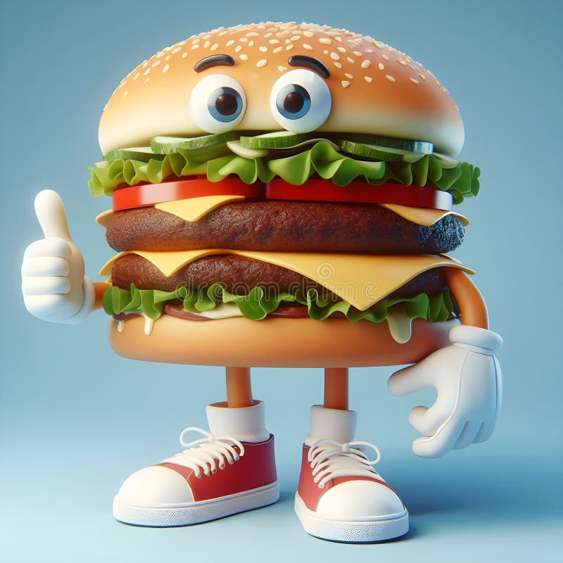 3D-Rendering-Zeichenkarikaturenburger ai-Generator vektor abbildung