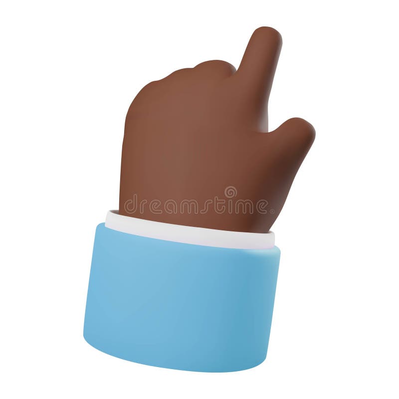 3D-Renderingsymbol für dunkelhäutige Handgesten mit Zeigefinger. Vektor-Darstellung isoliert auf weißem Hintergrund. Zeichentricks vektor abbildung