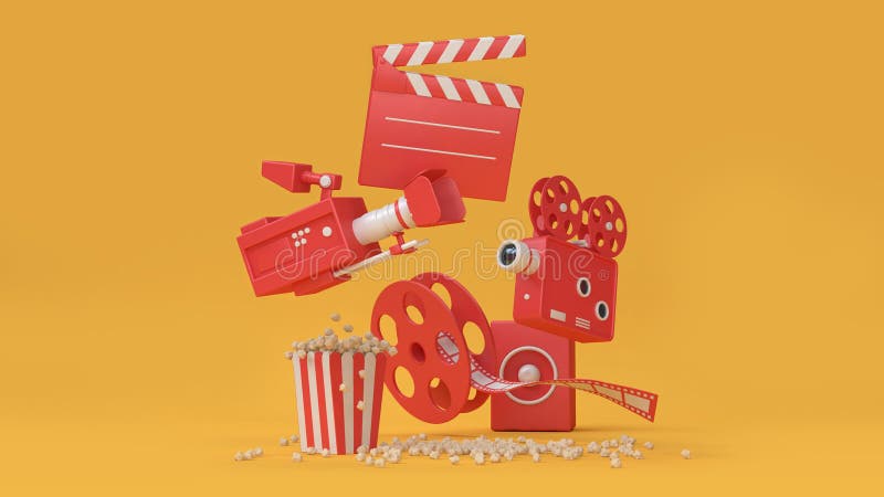 3d renderingu abstrakcjonistyczny tło kino elementu film, kino, rozrywki pojęcie ilustracja wektor
