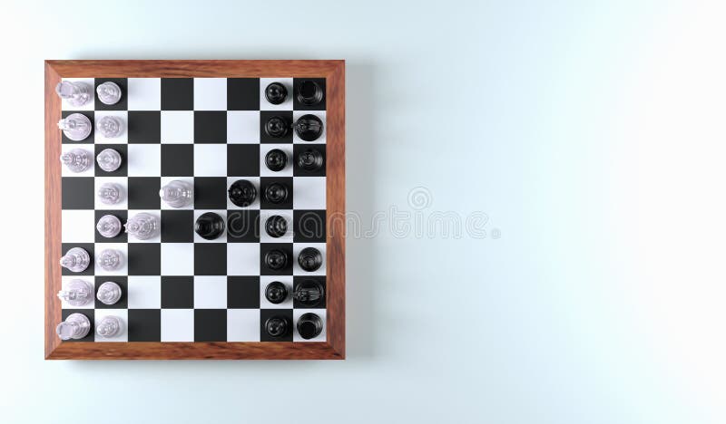 Tabuleiro de Jogo de Xadrez 3d Render isolado fundo branco vista lateral  Stock Illustration