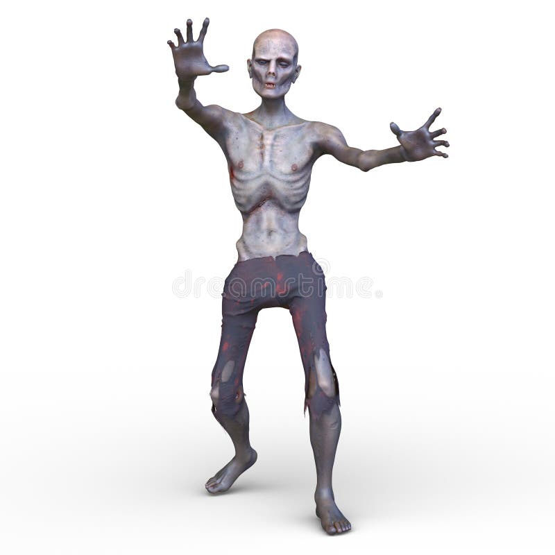 Zumbi na renderização 3d de fundo transparente