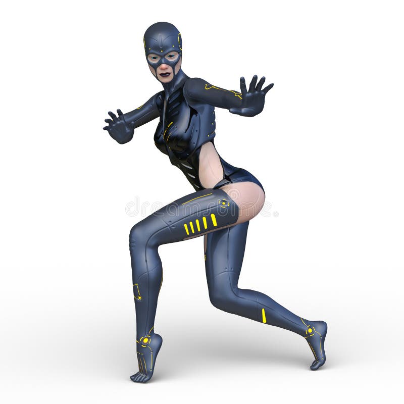 3d renderizado de la mujer cibernética stock de ilustración