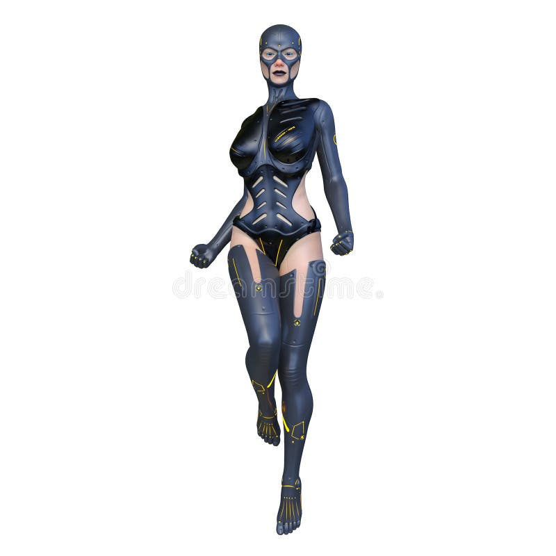 3d renderizado de la mujer cibernética stock de ilustración