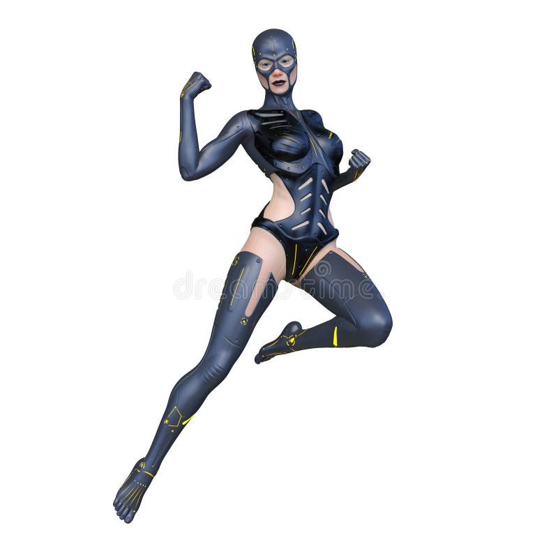 3d renderizado de la mujer cibernética stock de ilustración